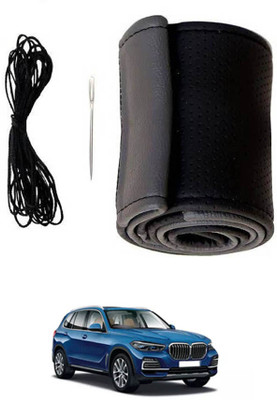 monolive Hand Stiched Steering Cover For BMW X5(Grey/Black, Leatherite)