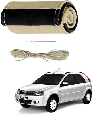 RKPSP Hand Stiched Steering Cover For Universal For Car Universal For Car(Beige/Brown, Leatherite)