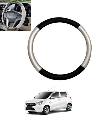 monolive Hand Stiched Steering Cover For Universal For Car Celerio(Silver/Black, Leatherite)