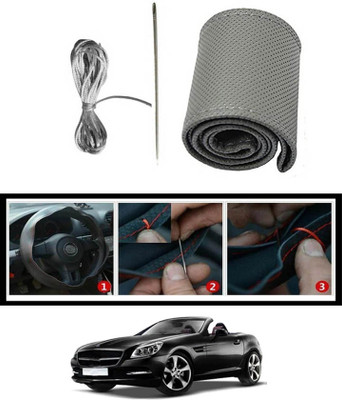 MSNP Hand Stiched Steering Cover For Mercedes Benz Universal For Car(Gery, Leatherite)