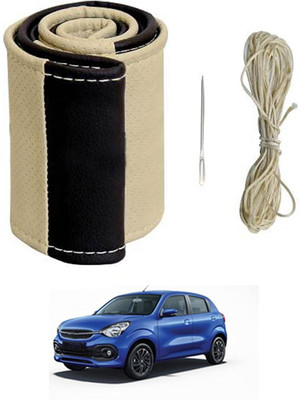 ABJD Hand Stiched Steering Cover For Suzuki Celerio(Beige, Black, Leatherite)