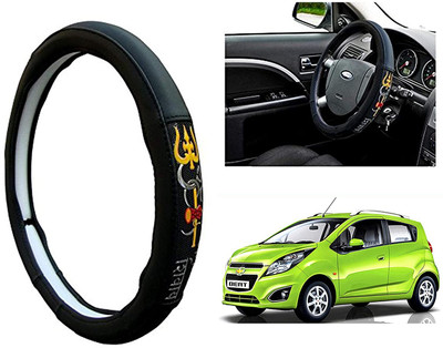 GS Grow n Shine Hand Stiched Steering Cover For Chevrolet Beat(Black, Leatherite)