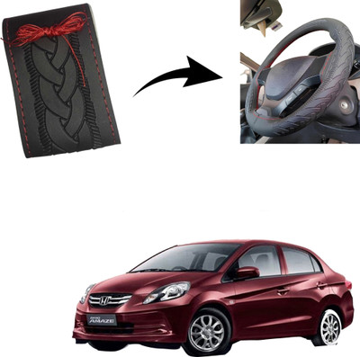 Autoinnovation Hand Stiched Steering Cover For Honda Amaze(Black, Leather)
