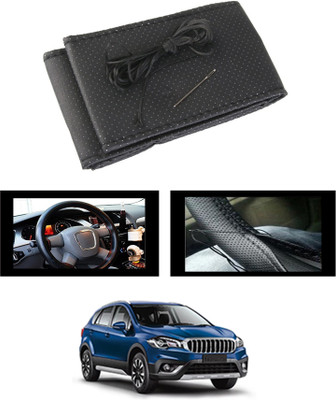 MSNP Hand Stiched Steering Cover For Audi S4(Black, Leatherite)