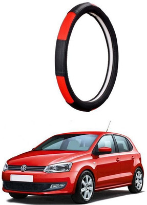 AUTO PEARL Steering Cover For Volkswagen Polo(Gold Blaze Black and Red, Leatherite)