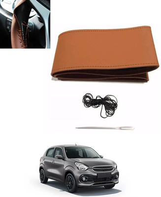 ABJD Hand Stiched Steering Cover For Suzuki Celerio(Tan, Leatherite)