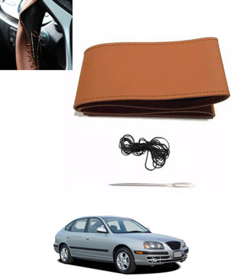 ABJD Hand Stiched Steering Cover For Maruti Elantra(Tan, Leatherite)