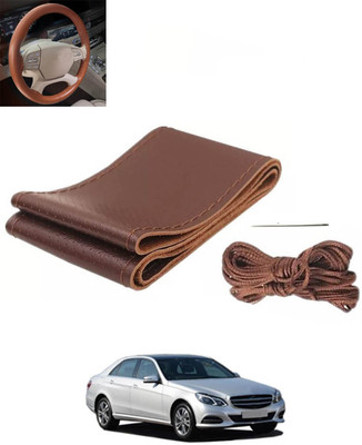 RKPSP Hand Stiched Steering Cover For Mercedes Benz E220(Brown, Leatherite)
