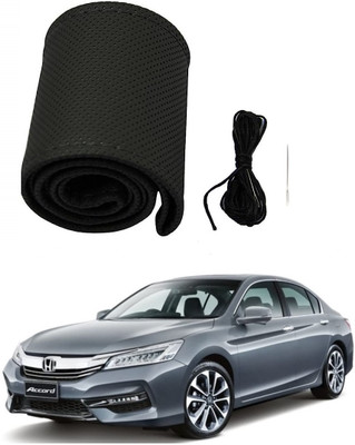 ARNEJA Hand Stiched Steering Cover For Honda Accord(Black, Leather)