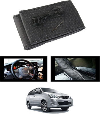 MATIES Hand Stiched Steering Cover For Toyota Innova(Black, Leatherite)