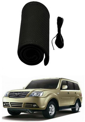 RKPSP Hand Stiched Steering Cover For Universal For Car Sumo Grande(Black, Leatherite)