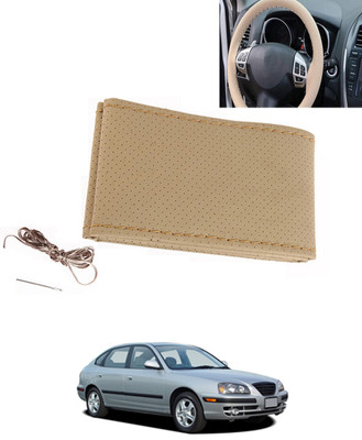 MATIES Hand Stiched Steering Cover For Hyundai Elantra(Beige, Leatherite)
