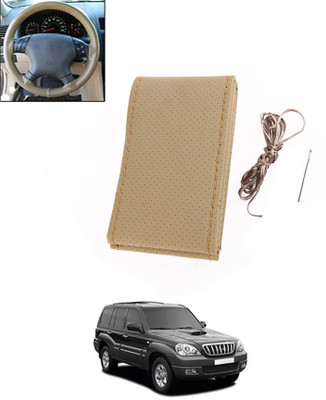 monolive Hand Stiched Steering Cover For Hyundai Terracan(Beige, Leatherite)