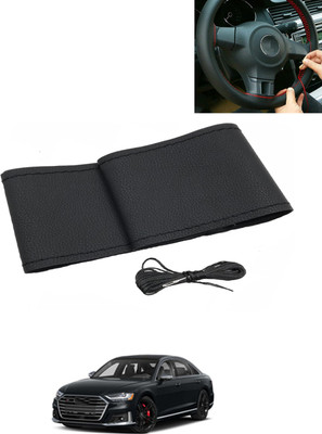 AYW Hand Stiched Steering Cover For Audi S8(Black, Leatherite)