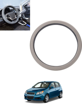 monolive Hand Stiched Steering Cover For Chevrolet Aveo(Silver, Leatherite)