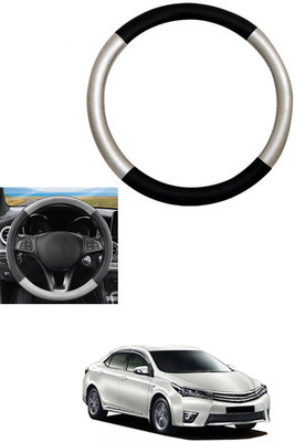 MATIES Steering Cover For Toyota Altis(Silver, Black, Leather)