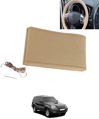 MATIES Hand Stiched Steering Cover For Hyundai Terracan(Beige, Leatherite)