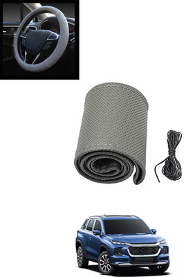 MATIES Hand Stiched Steering Cover For Universal For Car Grand Vitara(Grey, Leatherite)