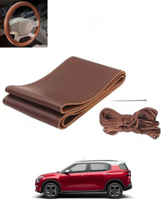 RKPSP Hand Stiched Steering Cover For Honda Universal For Car(Brown, Leatherite)