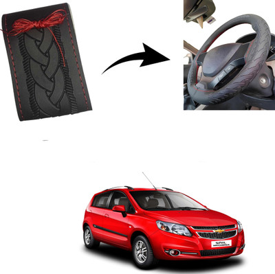 Autoinnovation Hand Stiched Steering Cover For Chevrolet Sail(Black, Leather)