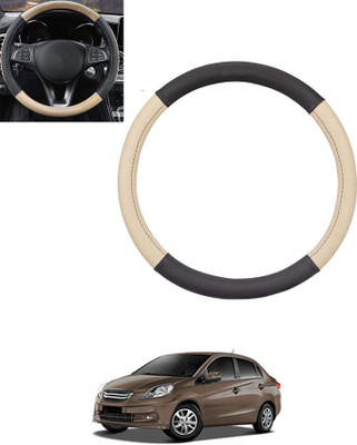 monolive Hand Stiched Steering Cover For Honda Amaze(Beige, Black, Leatherite)