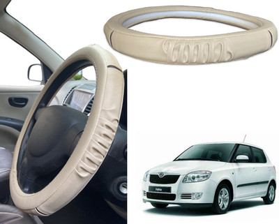 PEEPS STORE Steering Cover For Skoda Fabia(Black, Red, Leatherite)