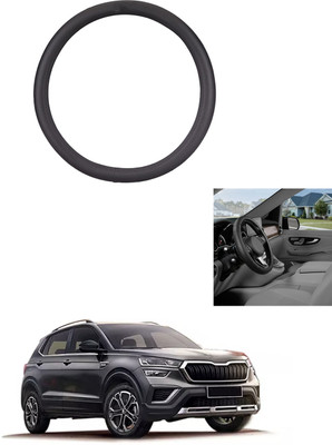 MATIES Steering Cover For Skoda Universal For Car(Black, Leather)