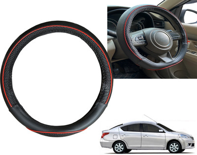 PEEPS STORE Steering Cover For Nissan Sunny(Black, Red, Leatherite)