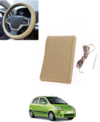 AYW Hand Stiched Steering Cover For Chevrolet Spark(Beige, Leatherite)