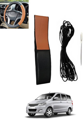 RKPSP Hand Stiched Steering Cover For Chevrolet Enjoy(Tan, Black, Leatherite)