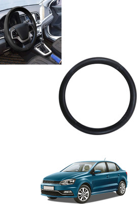 ABJD Steering Cover For Volkswagen Universal For Car(Black, Leatherite)