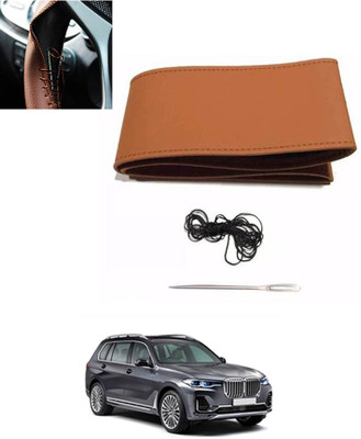 MATIES Hand Stiched Steering Cover For BMW Universal For Car(Tan, Leatherite)