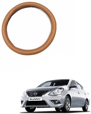 RKPSP Hand Stiched Steering Cover For Universal For Car Sunny(Tan, Leatherite)