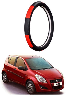 AUTO PEARL Steering Cover For Maruti Ritz(Gold Blaze Black and Red, Leatherite)