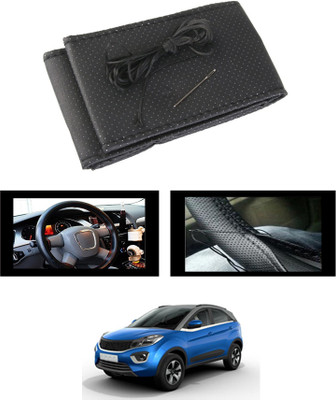 MSNP Hand Stiched Steering Cover For Mahindra Universal For Car(Black, Leatherite)