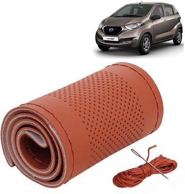 Kingsway Hand Stiched Steering Cover For Datsun Universal For Car(Tan Color with Tan Thread, Leatherite)