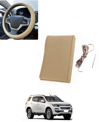 AYW Hand Stiched Steering Cover For Chevrolet Trailblazer(Beige, Leatherite)