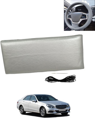 AYW Hand Stiched Steering Cover For Mercedes Benz E250(Silver, Leatherite)