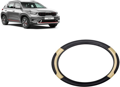 HOTRENZ Steering Cover For Datsun Go(Steering Cover For Kia Sonet Black,Beige, Leatherite)