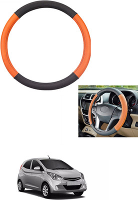 MATIES Steering Cover For Hyundai Eon(Tan/Black, Leather)