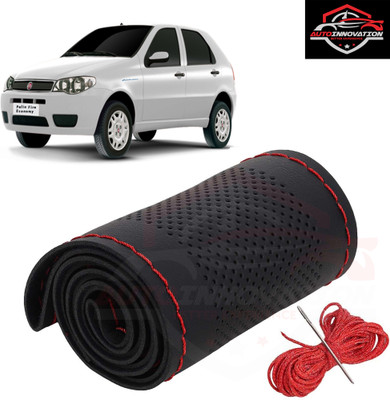 Autoinnovation Hand Stiched Steering Cover For Fiat Universal For Car(Black, Leather)