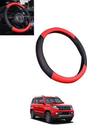 MATIES Steering Cover For Mahindra TUV 300(Red/Black, Leatherite)