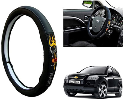GS Grow n Shine Hand Stiched Steering Cover For Chevrolet Captiva(Black, Leatherite)