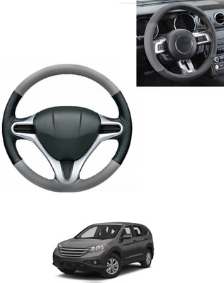AYW Steering Cover For Honda Universal For Car(Grey/Black, Leatherite)