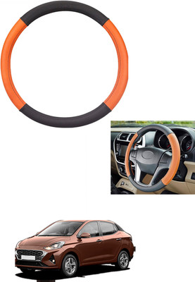 MATIES Steering Cover For Hyundai Universal For Car(Tan/Black, Leather)