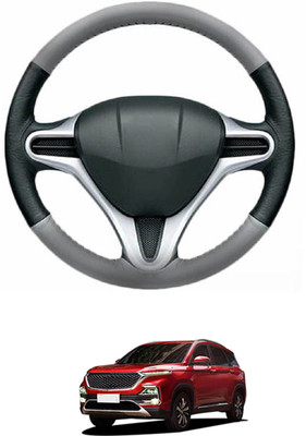 MATIES Steering Cover For Universal For Car Universal For Car(Grey, Black, Leather)