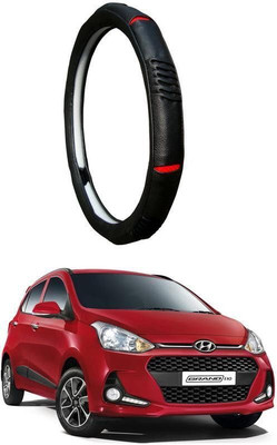 AUTO PEARL Steering Cover For Hyundai Grand i10(Diamond Black Red, Leatherite)