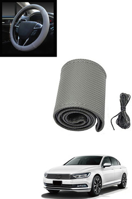 MATIES Hand Stiched Steering Cover For Volkswagen Passat(Grey, Leatherite)
