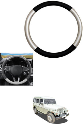 MATIES Steering Cover For Mahindra Marshal(Silver, Black, Leather)