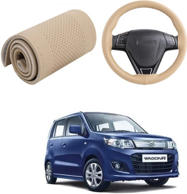 ARNEJA Hand Stiched Steering Cover For Maruti WagonR Stingray(Beige, Leather)